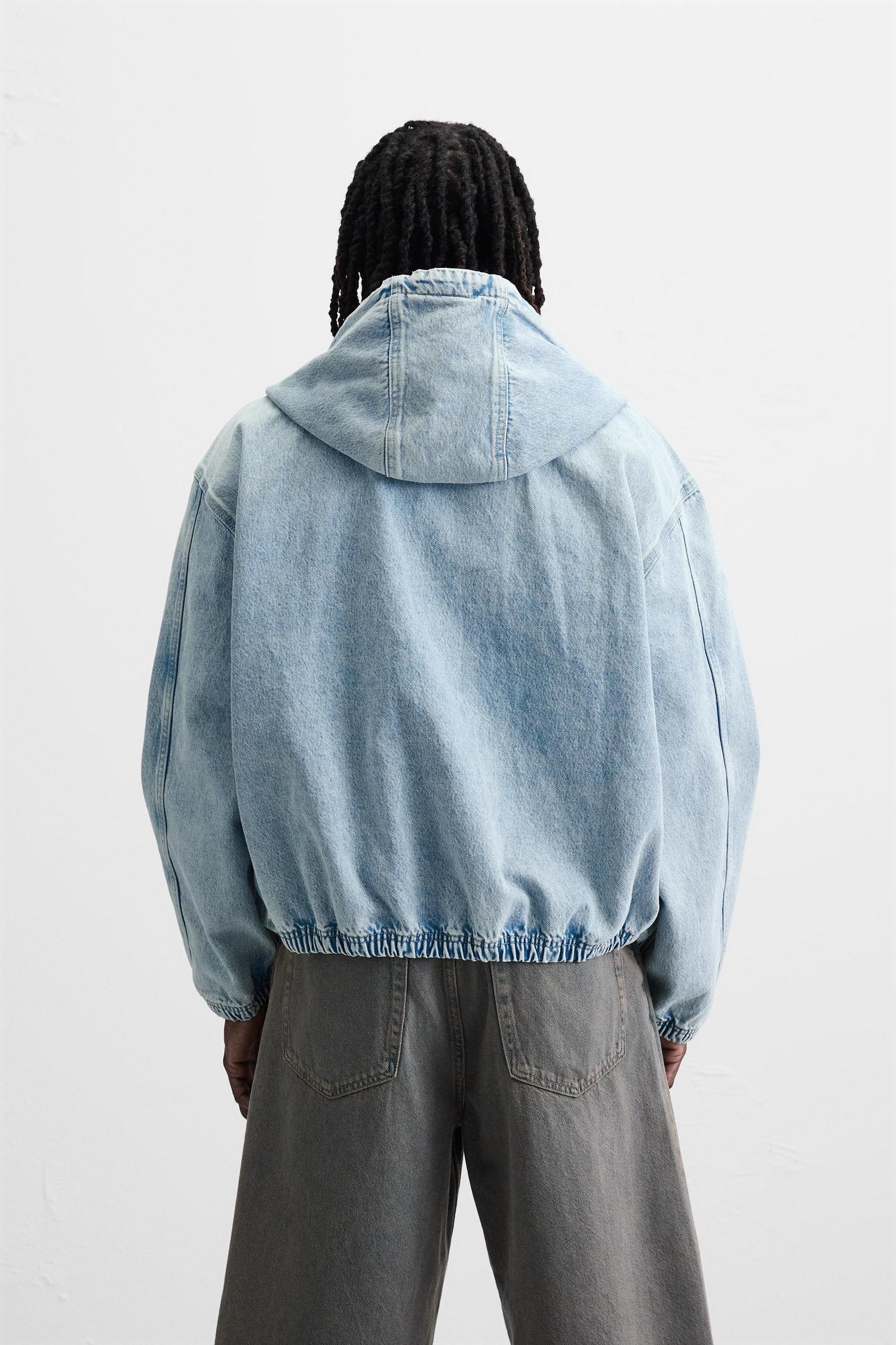 HOODED DENIM JACKET Product Image