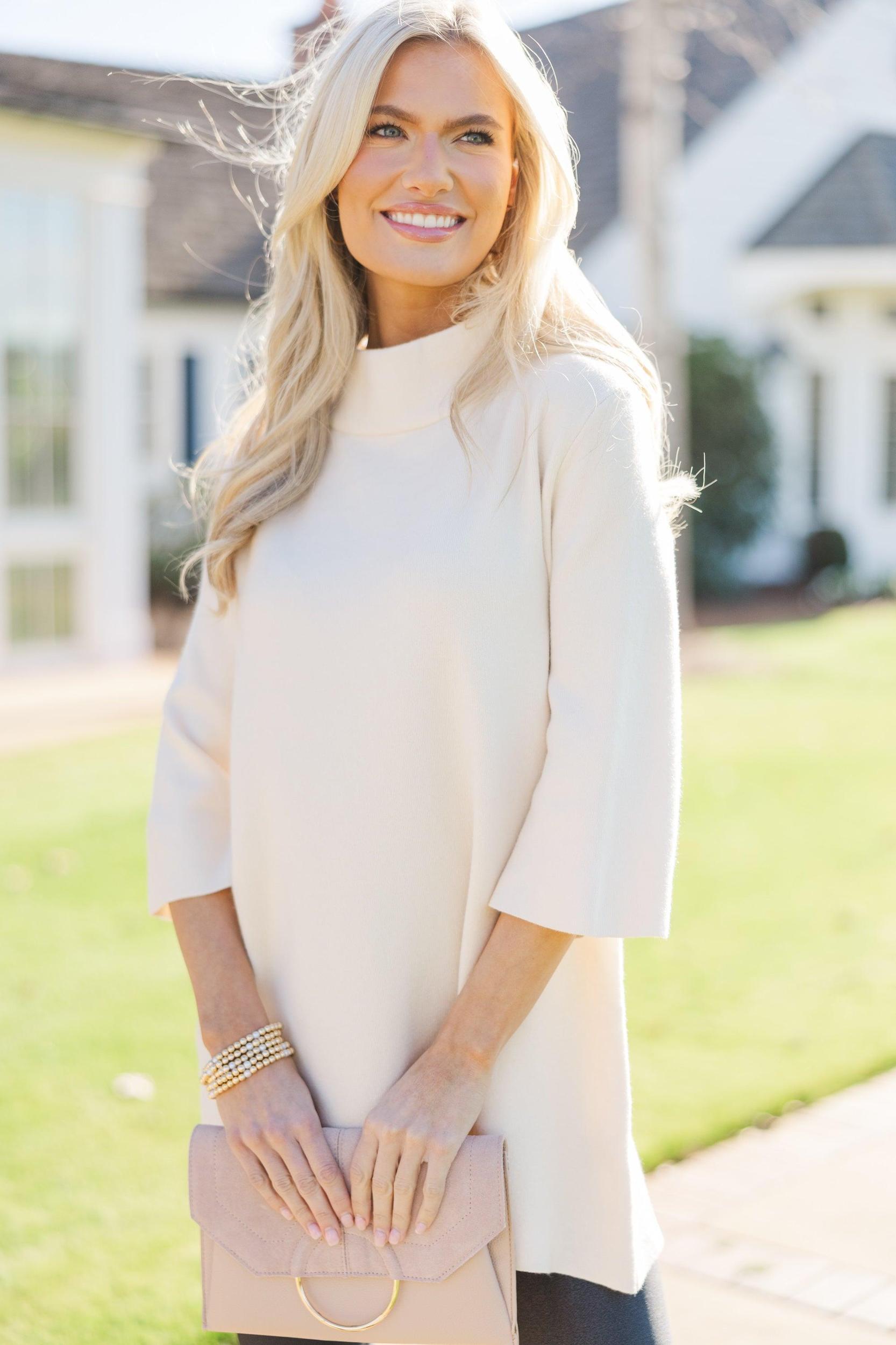 With Ease Cream Mock Neck Sweater Tunic Female Product Image