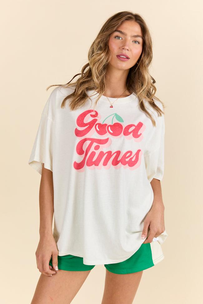 Good Times Cherry Off White Oversized Graphic Tee Product Image