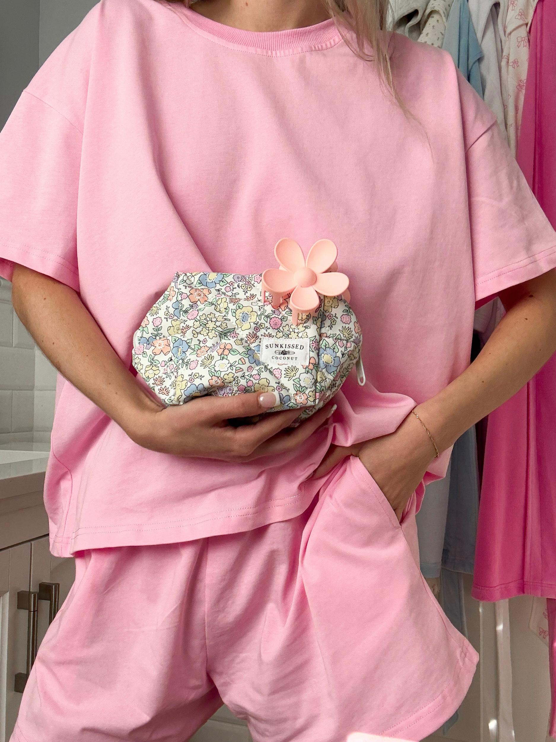 Lush Pink Basic Slightly Cropped Blank Tee Product Image