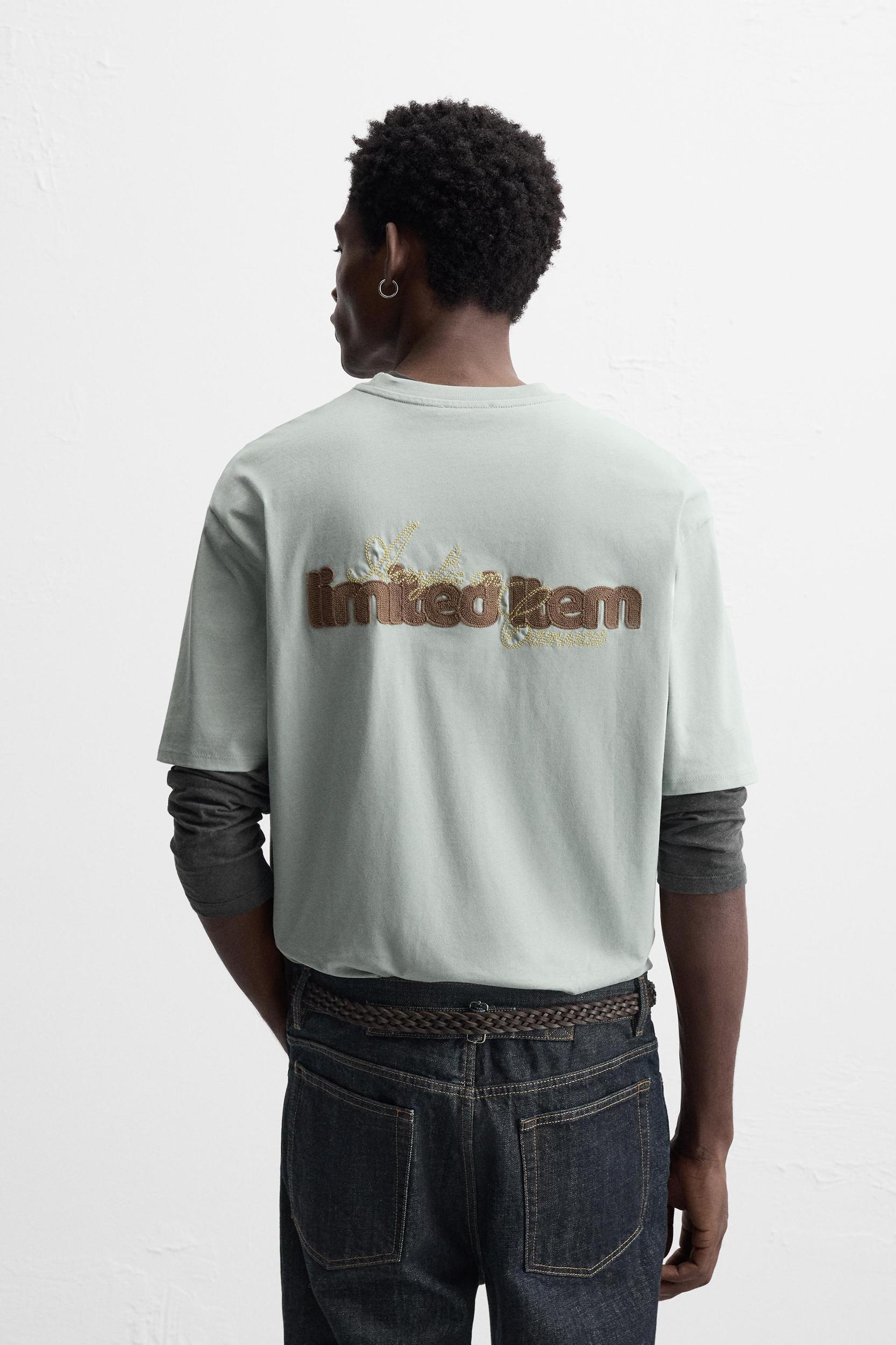 EMBROIDERED TEXT SHIRT Product Image