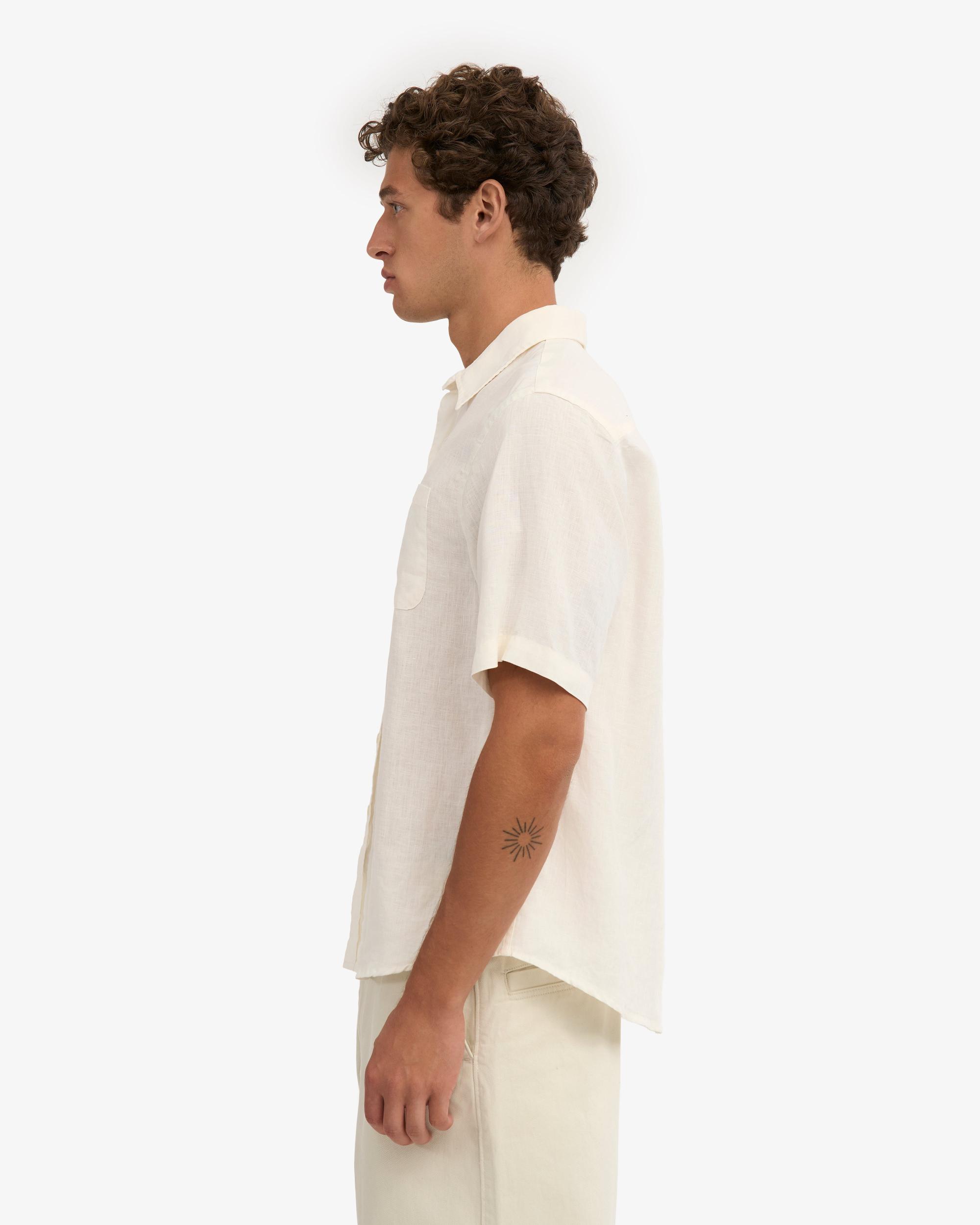 Linen SS Shirt - Ivory White Product Image