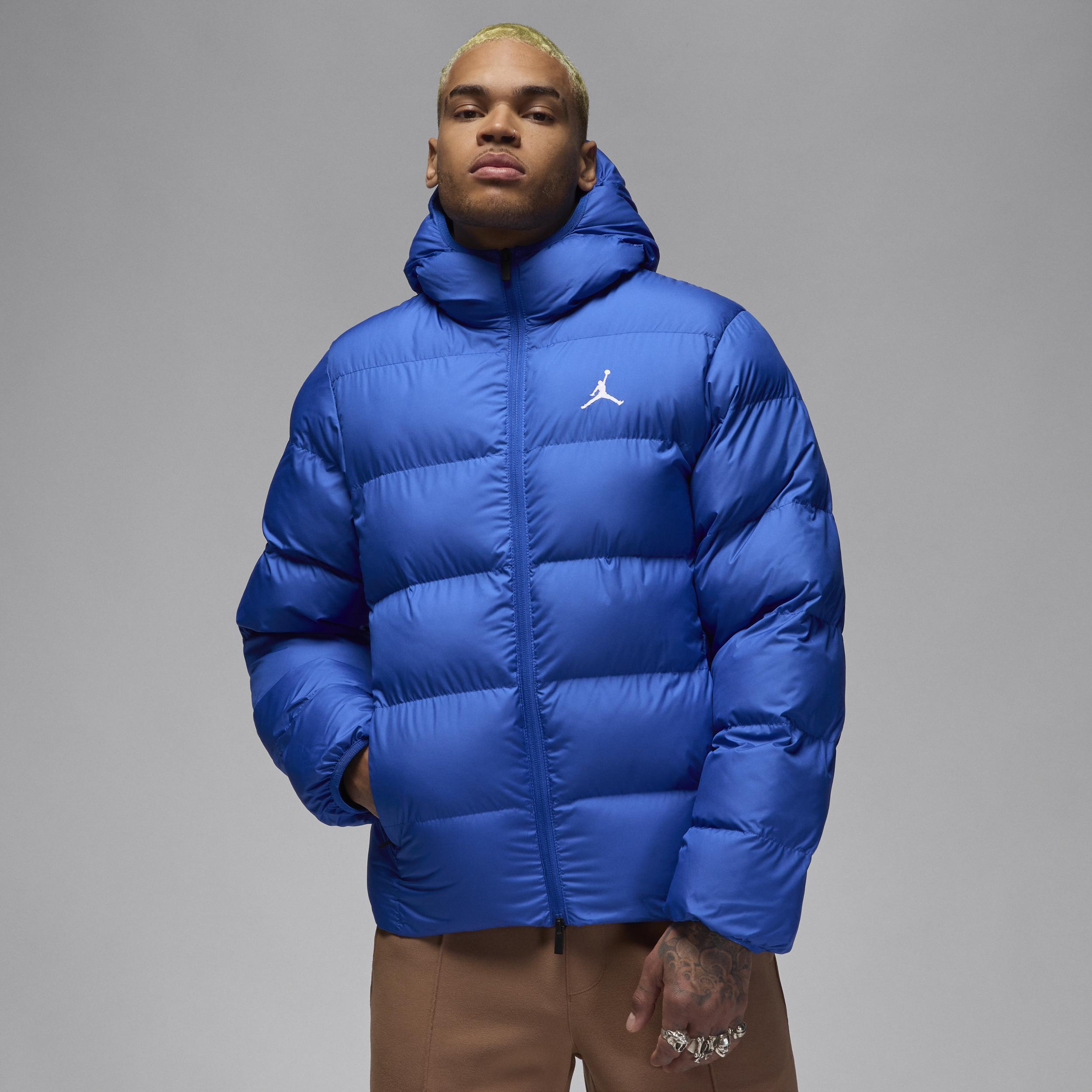 Jordan Mens Jordan Brooklyn Puffer Jacket - Mens Blue/Black Product Image