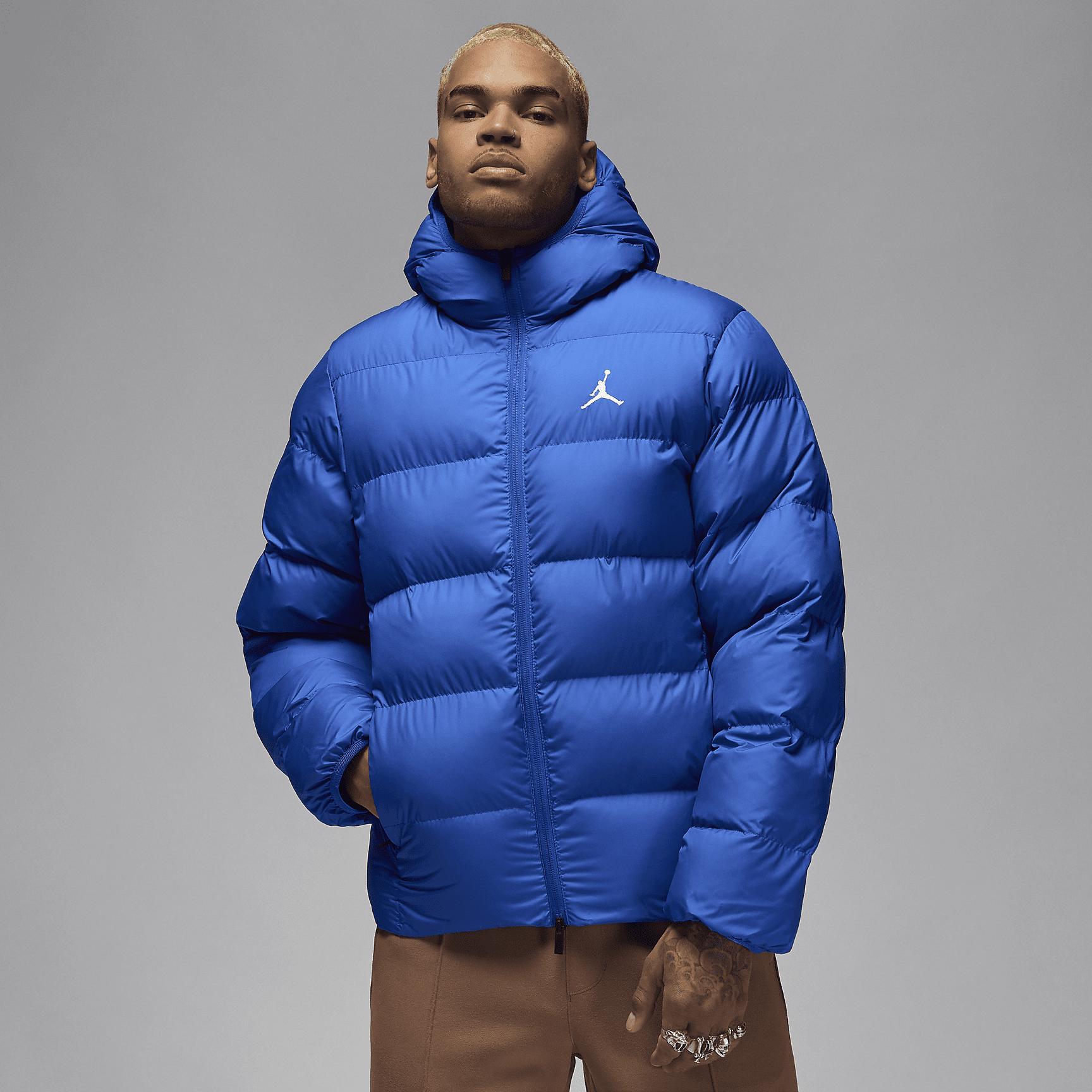 Jordan Mens Jordan Brooklyn Puffer Jacket - Mens Blue/Black Product Image