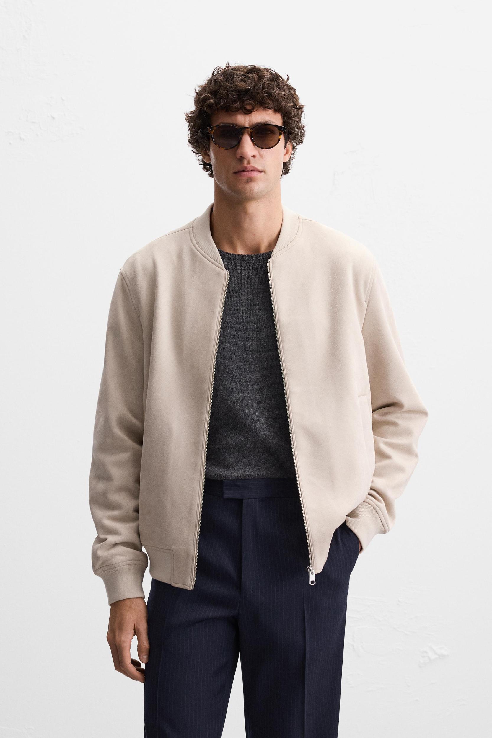 FAUX SUEDE BOMBER JACKET Product Image
