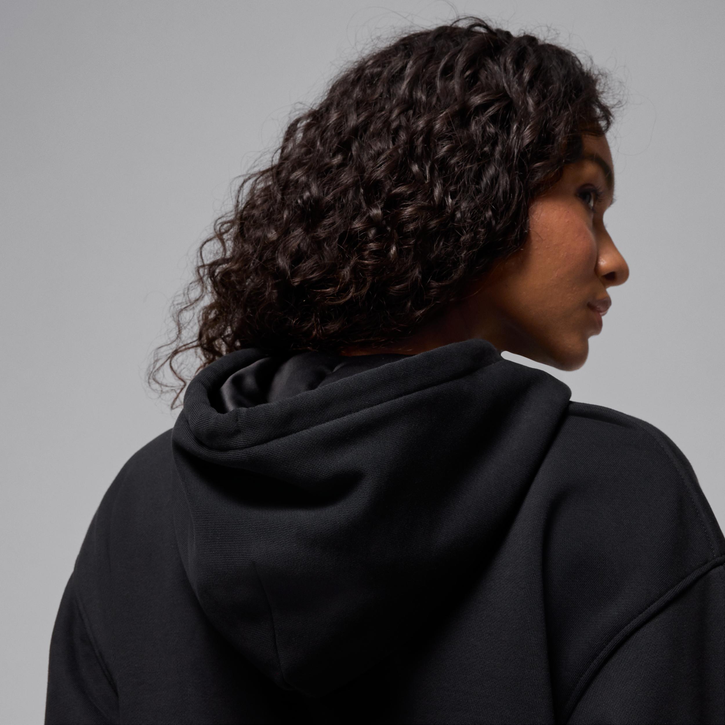 Womens Jordan Flight Fleece Cropped Satin-Lined Hoodie | IB9863-010 Product Image