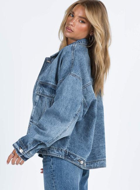 Kier Oversized Jacket Denim Mid Wash Product Image