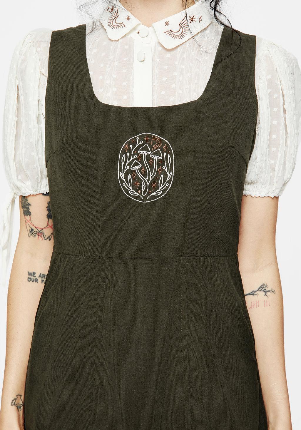 Mycelium Embroidered Mini Pinafore Dress Product Image