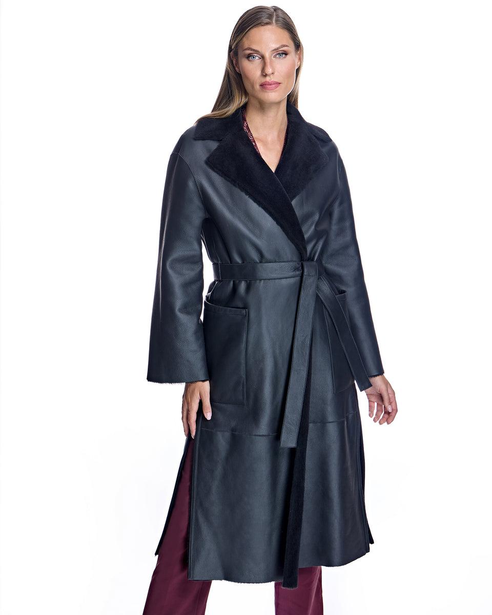 Belted Shearling Lamb Coat Product Image