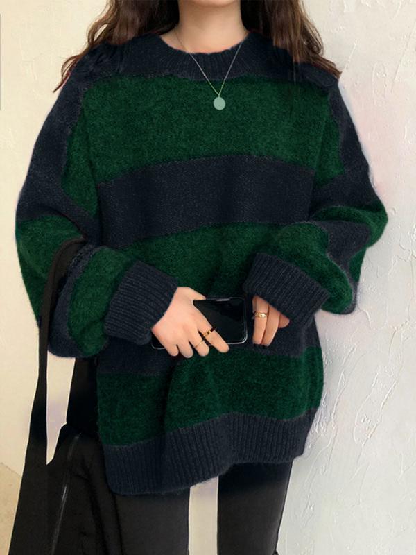Oversized Stripe Pullover Sweater Product Image
