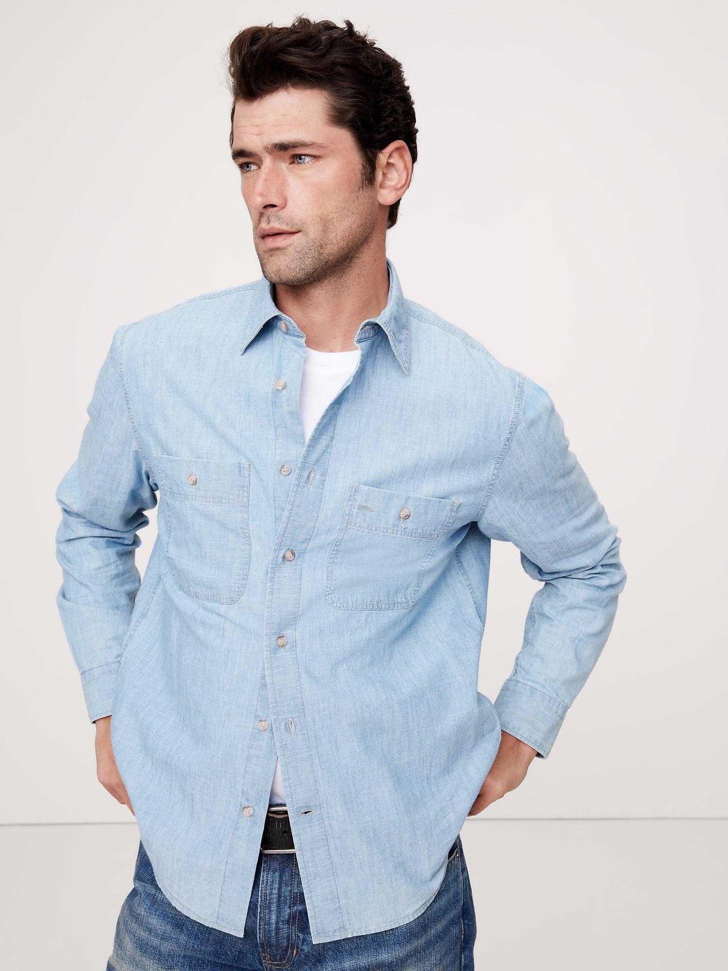 Standard-Fit Chambray Shirt Product Image