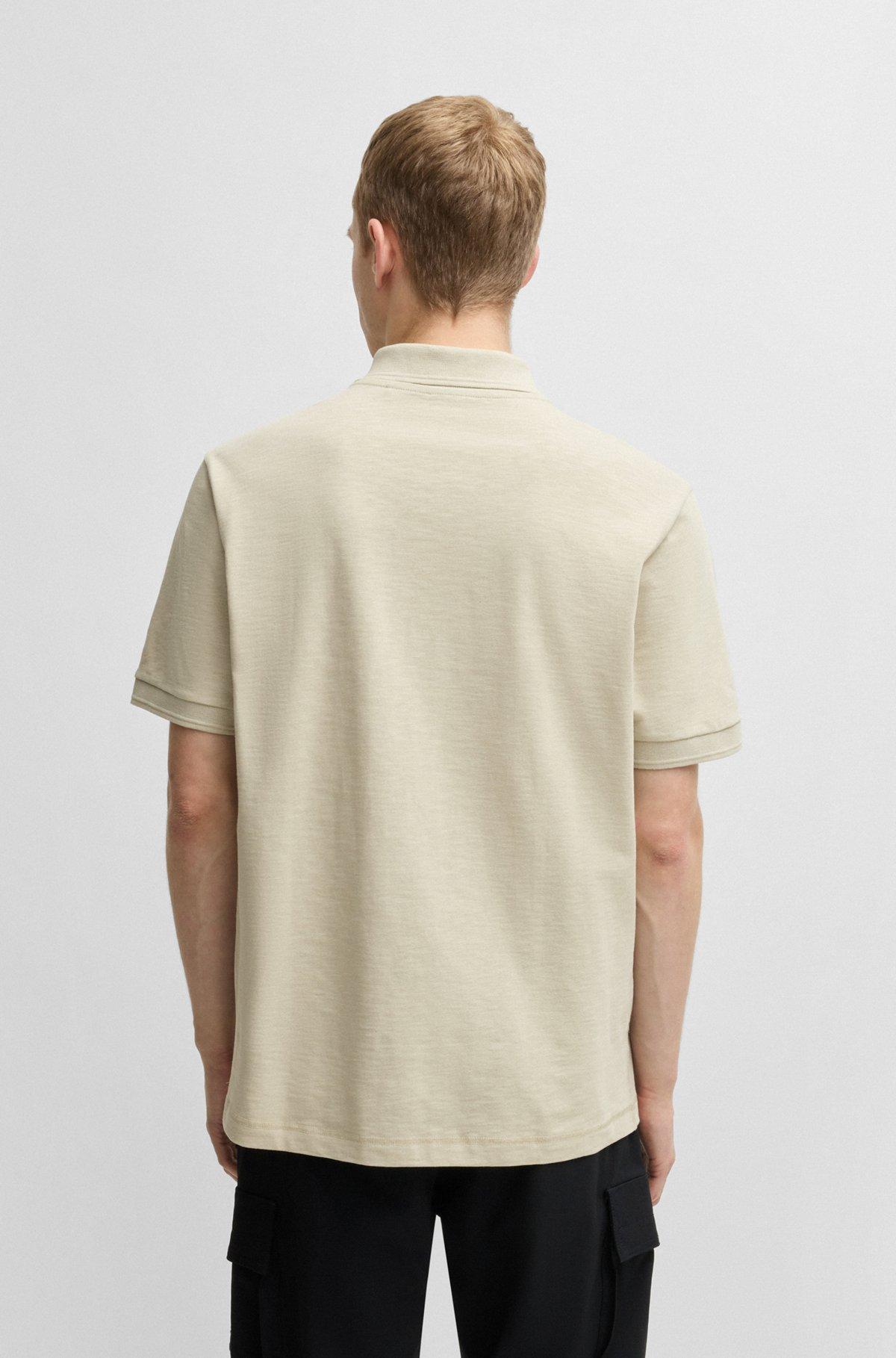 Slub cotton-linen polo shirt with logo badge Product Image