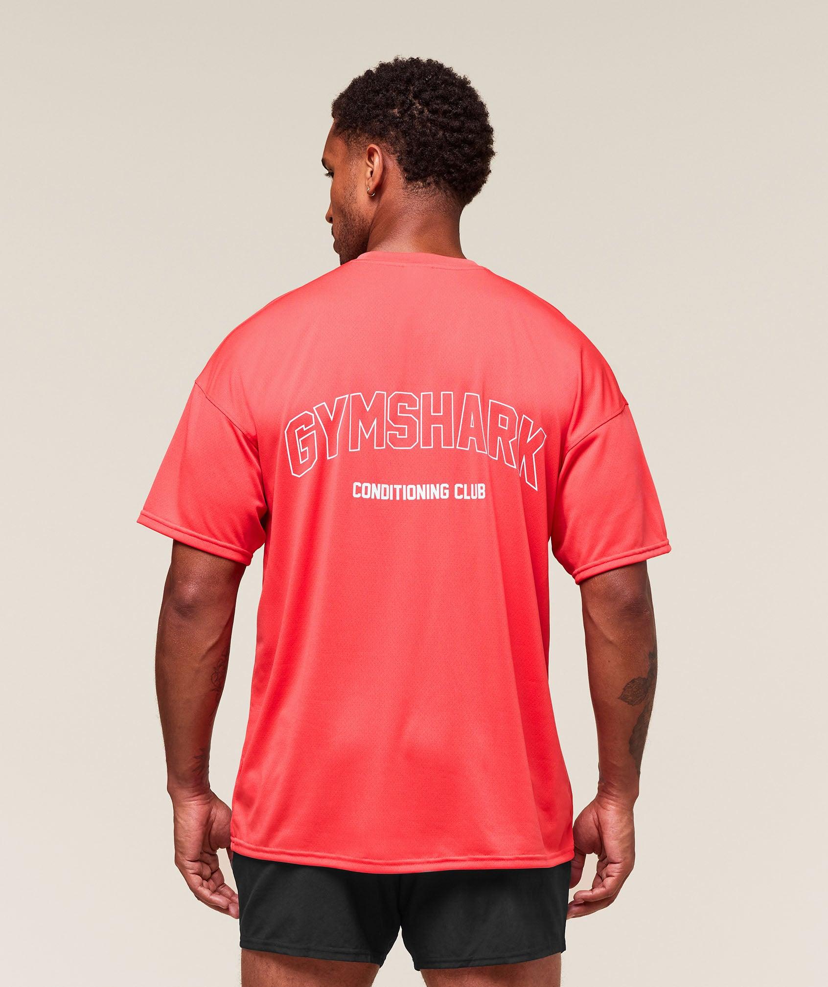 Gymshark Hybrid Athlete T-Shirt - Coral Red Male Product Image