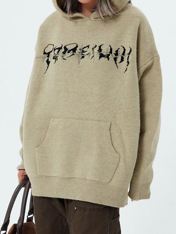 Skull Jacquard Hooded Pullover Sweater Product Image