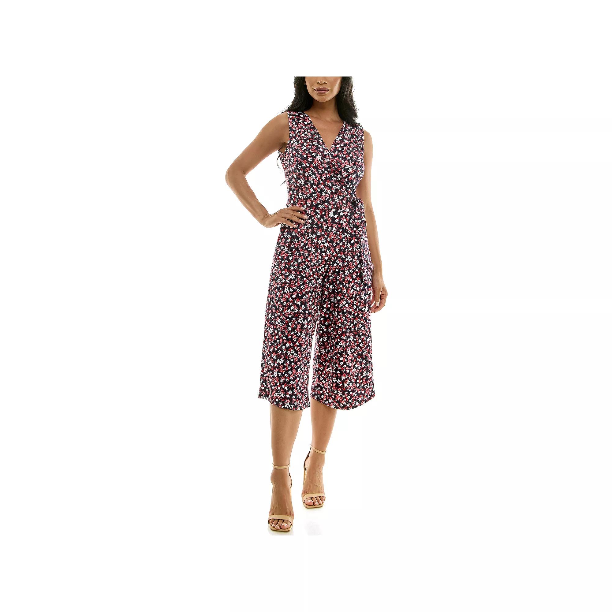 Women's Nina Leonard Print Surplice Wide-Leg Jumpsuit,  Product Image