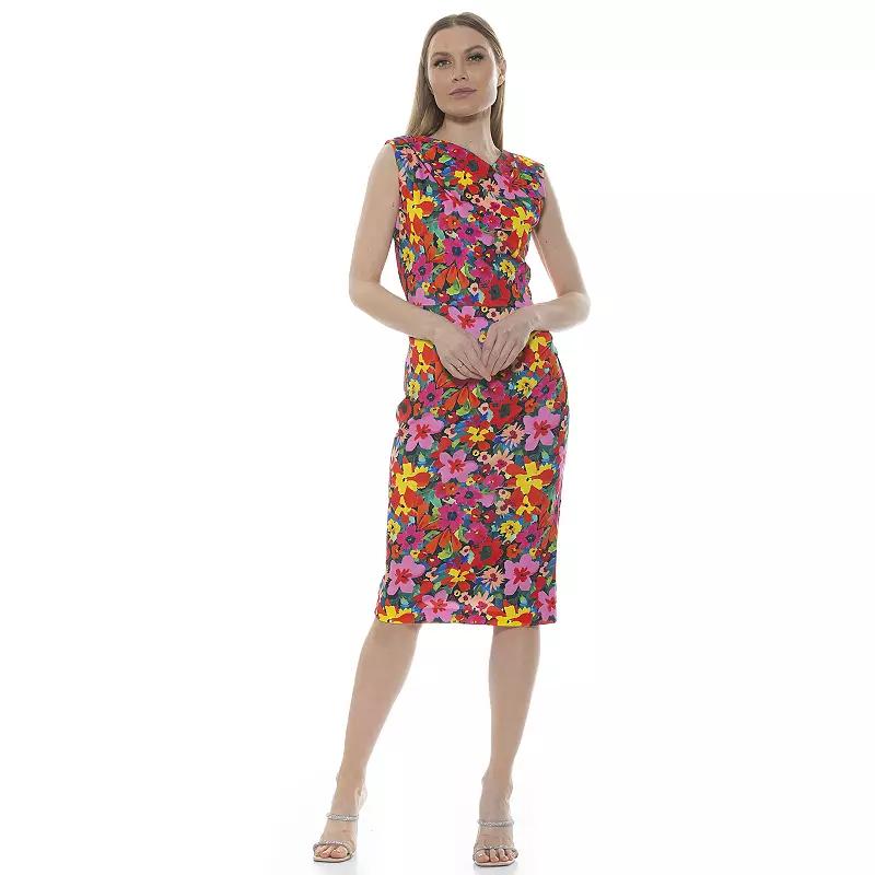 Women's ALEXIA ADMOR Khloe Ruched Midi Sheath Dress,  Product Image