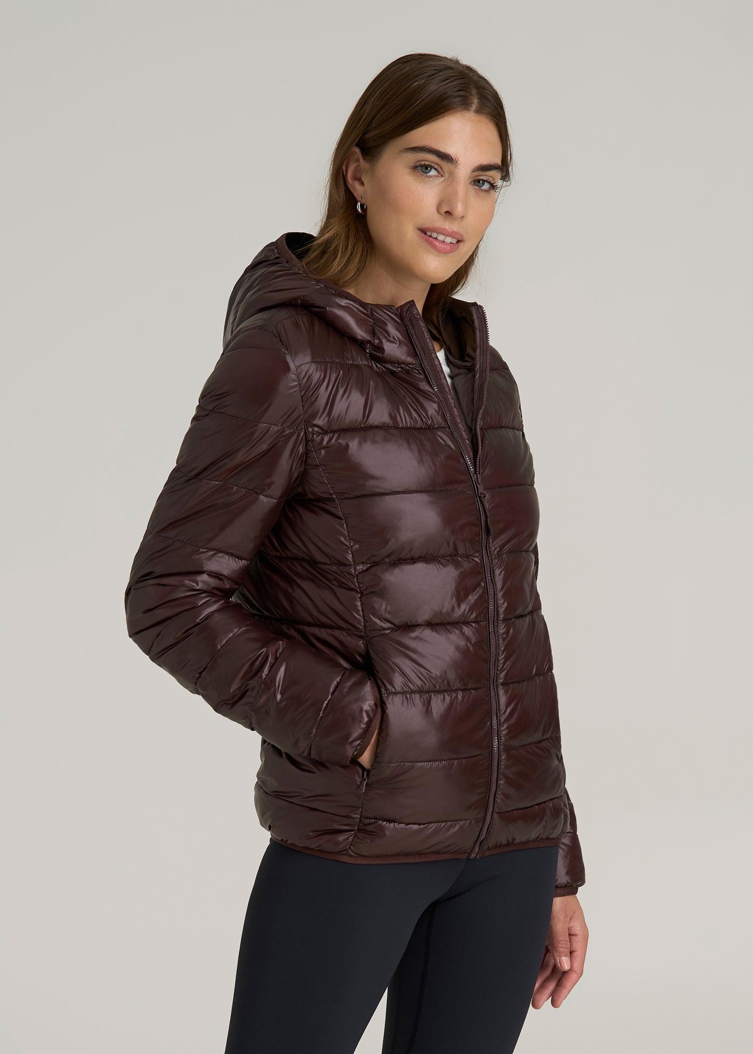 Packable Short Puffer Jacket for Tall Women in Oxblood Female Product Image