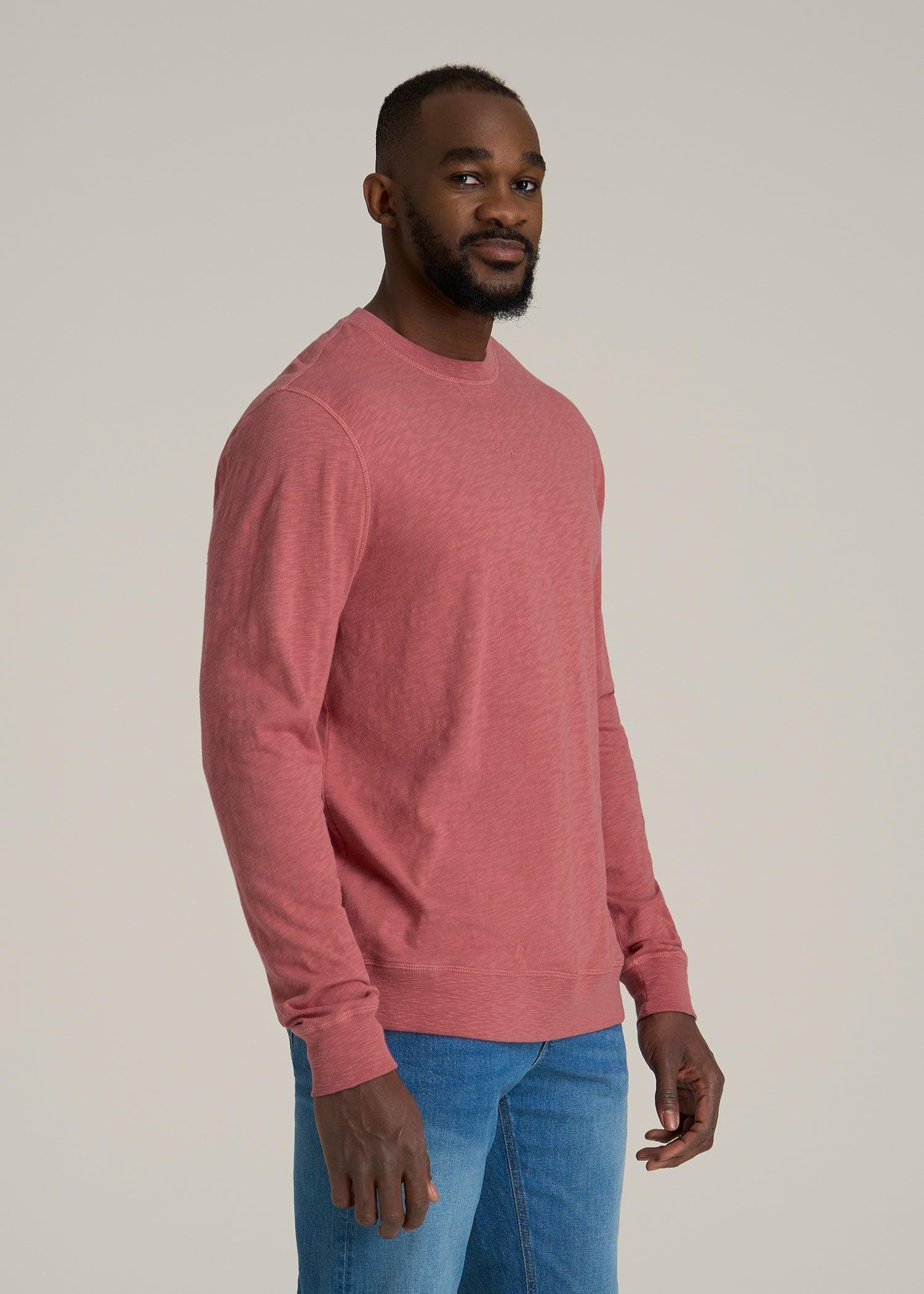 Sunwashed Slub Crewneck for Tall Men in Dusty Cedar Male Product Image