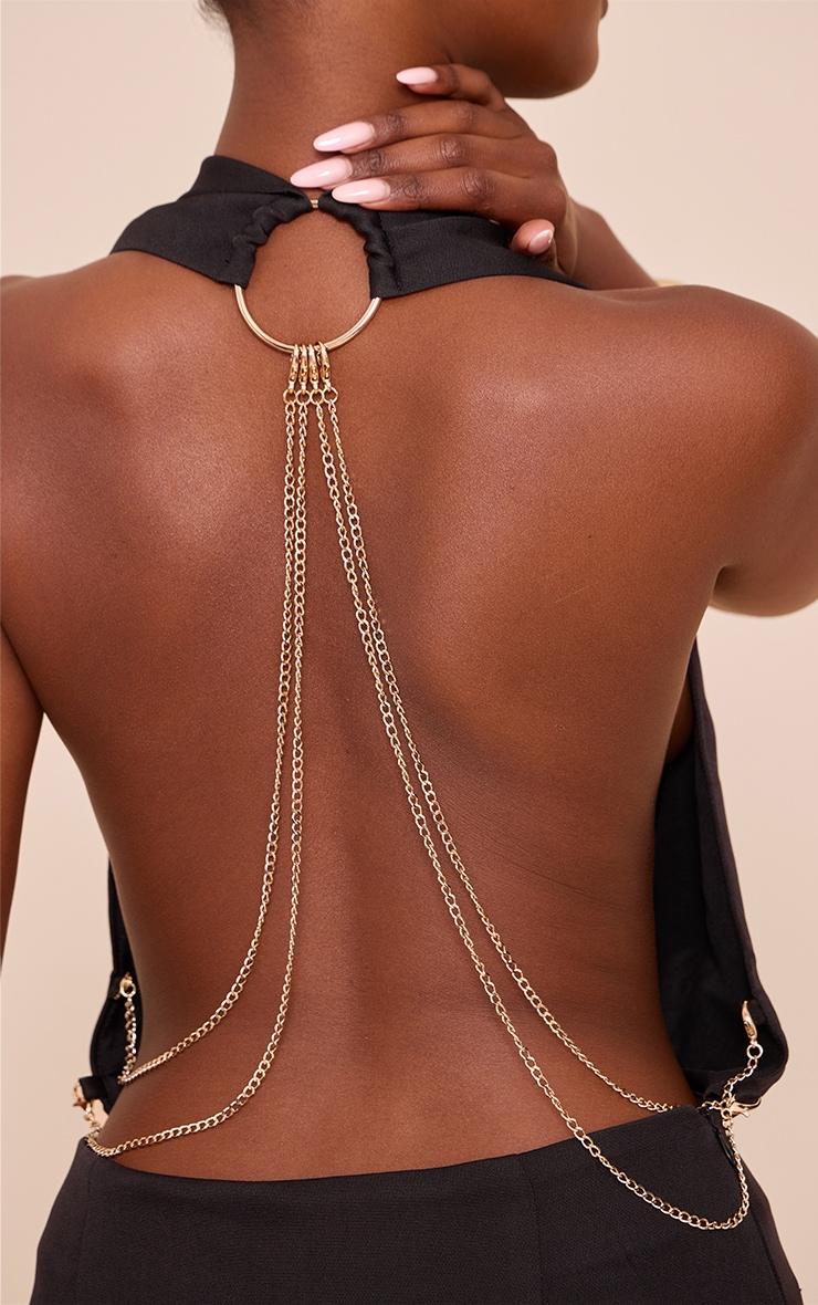 Black Woven Tailored Chain Back Detail Mini Dress Product Image