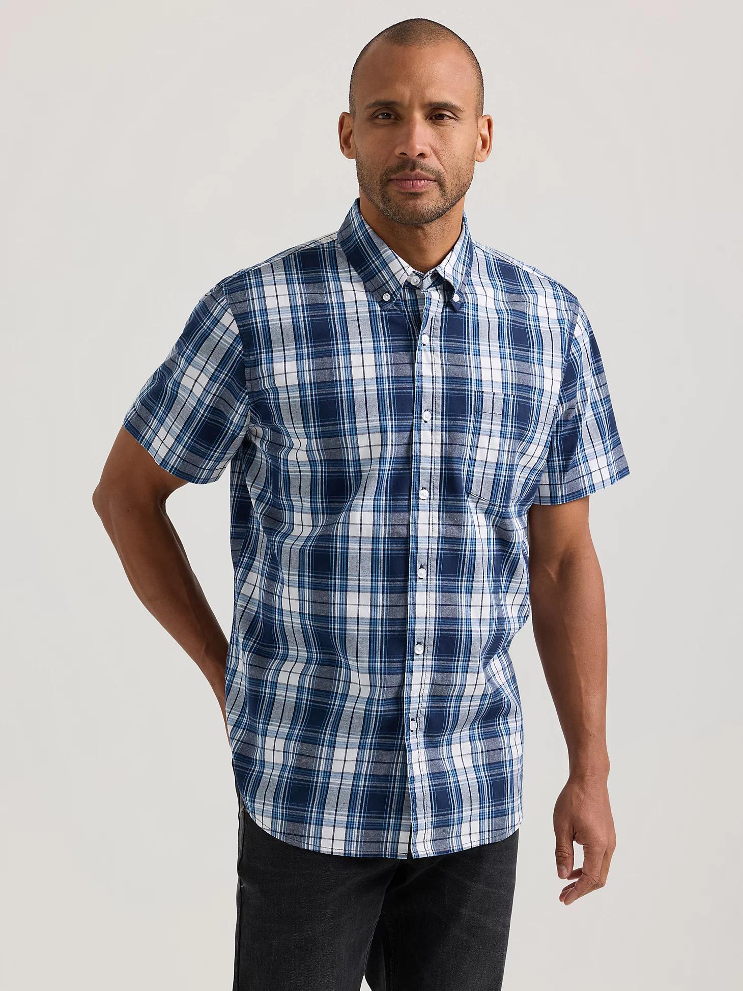 Men's Short Sleeve Madras Plaid Button Down Shirt | Men's Tops & Tees | Lee® Product Image