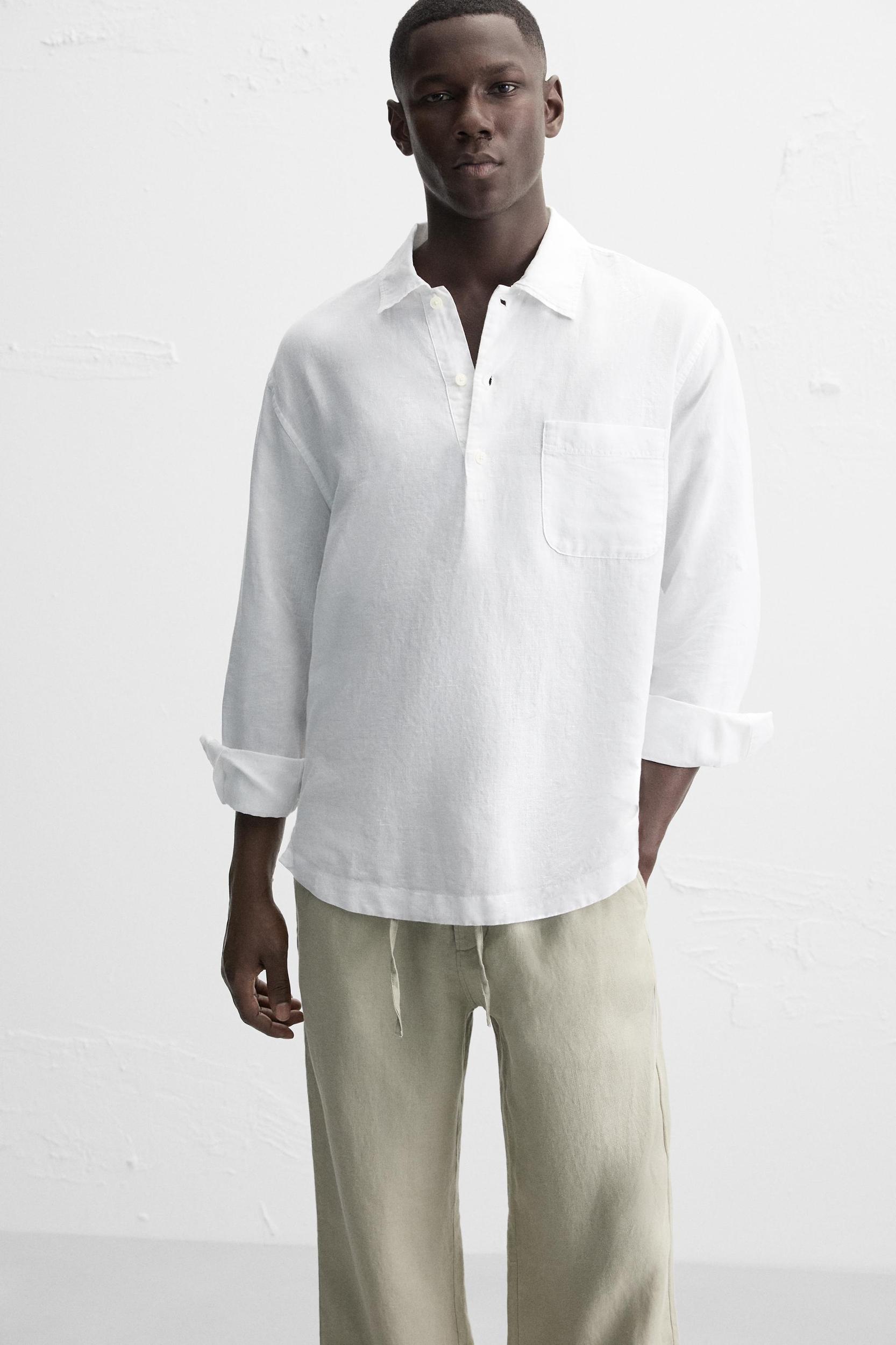 LINEN - COTTON POLO SHIRT Product Image