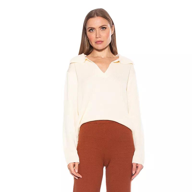 Women's ALEXIA ADMOR Evander Retro Collar Oversized Ruby Shirt, Size: Medium, Ivory Product Image