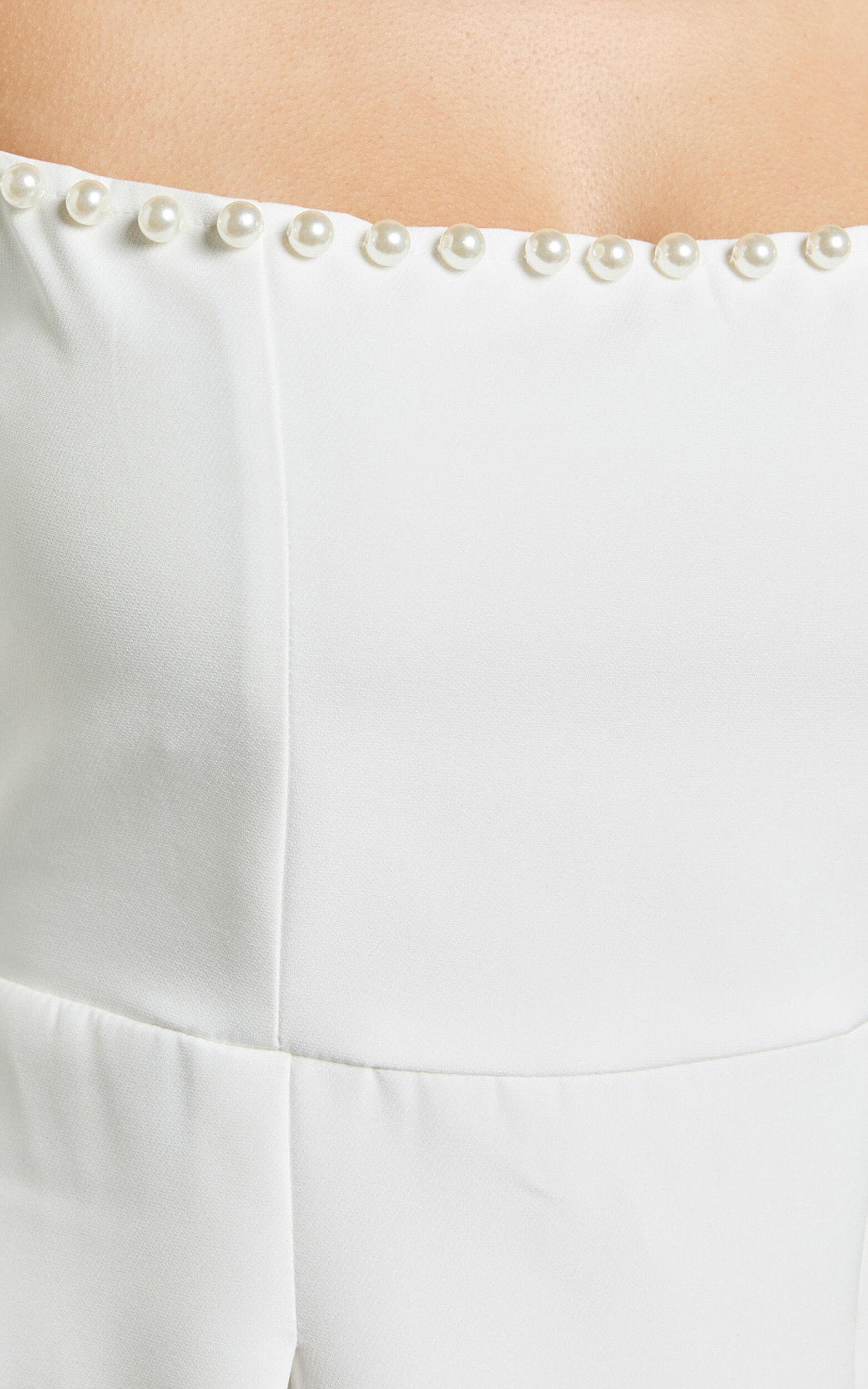 Edelyn Mini Dress - Square Neck Long Sleeve A Line Dress in White Product Image