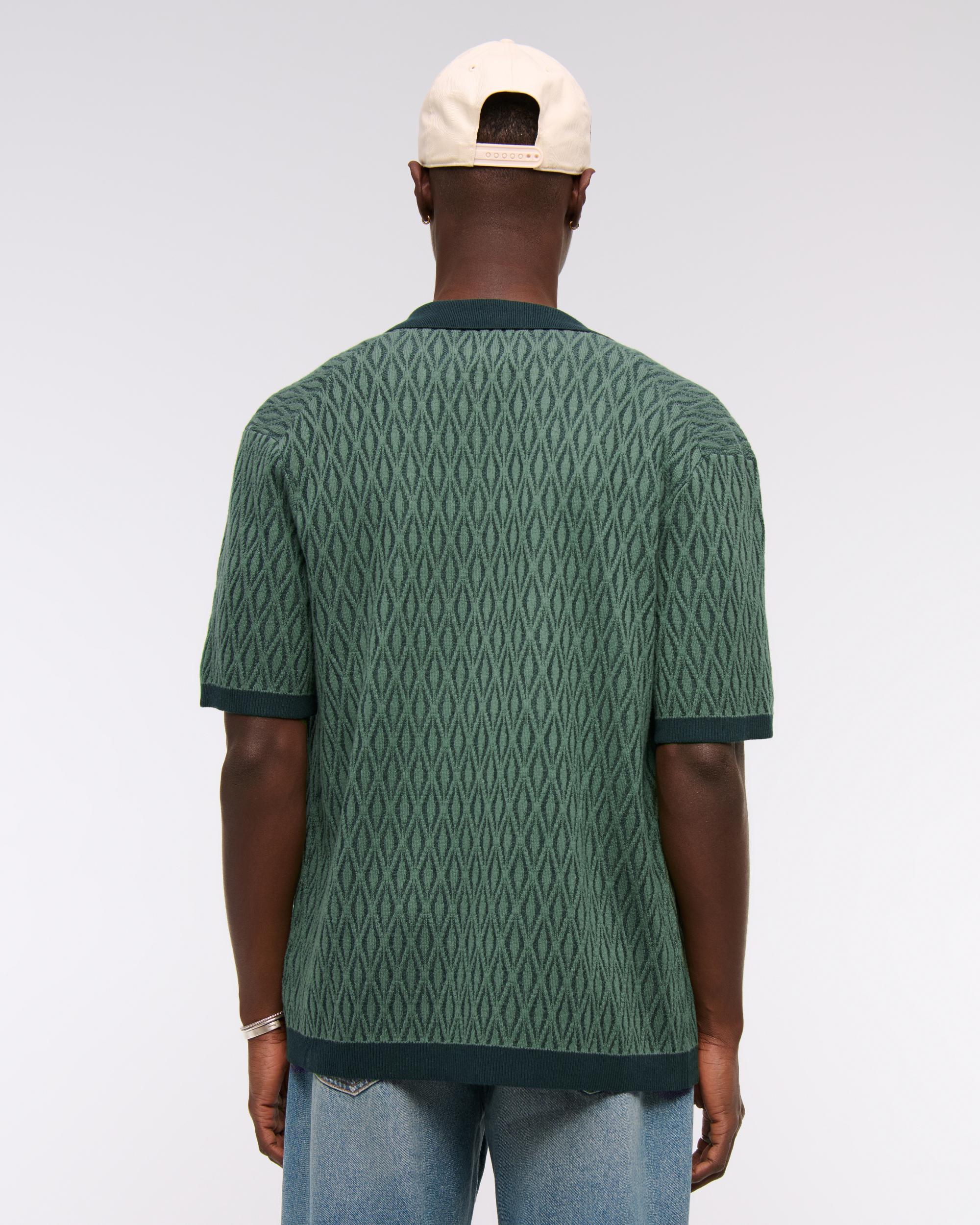 Jacquard Pattern Button-Through Sweater Polo Product Image