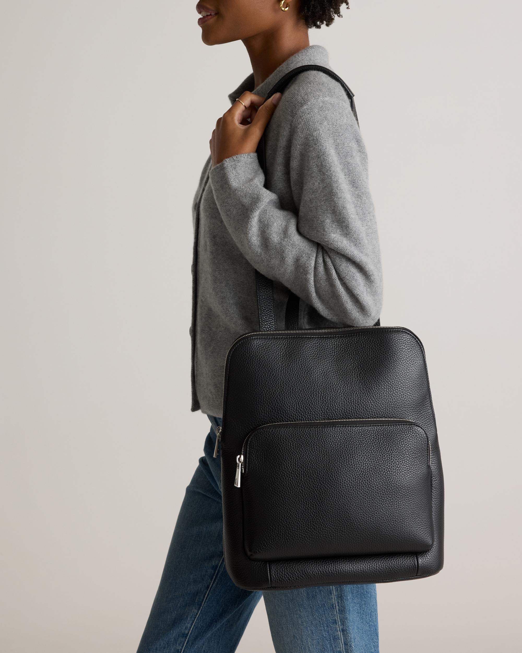 Quince | Women's Italian Leather Convertible Backpack in Black Product Image