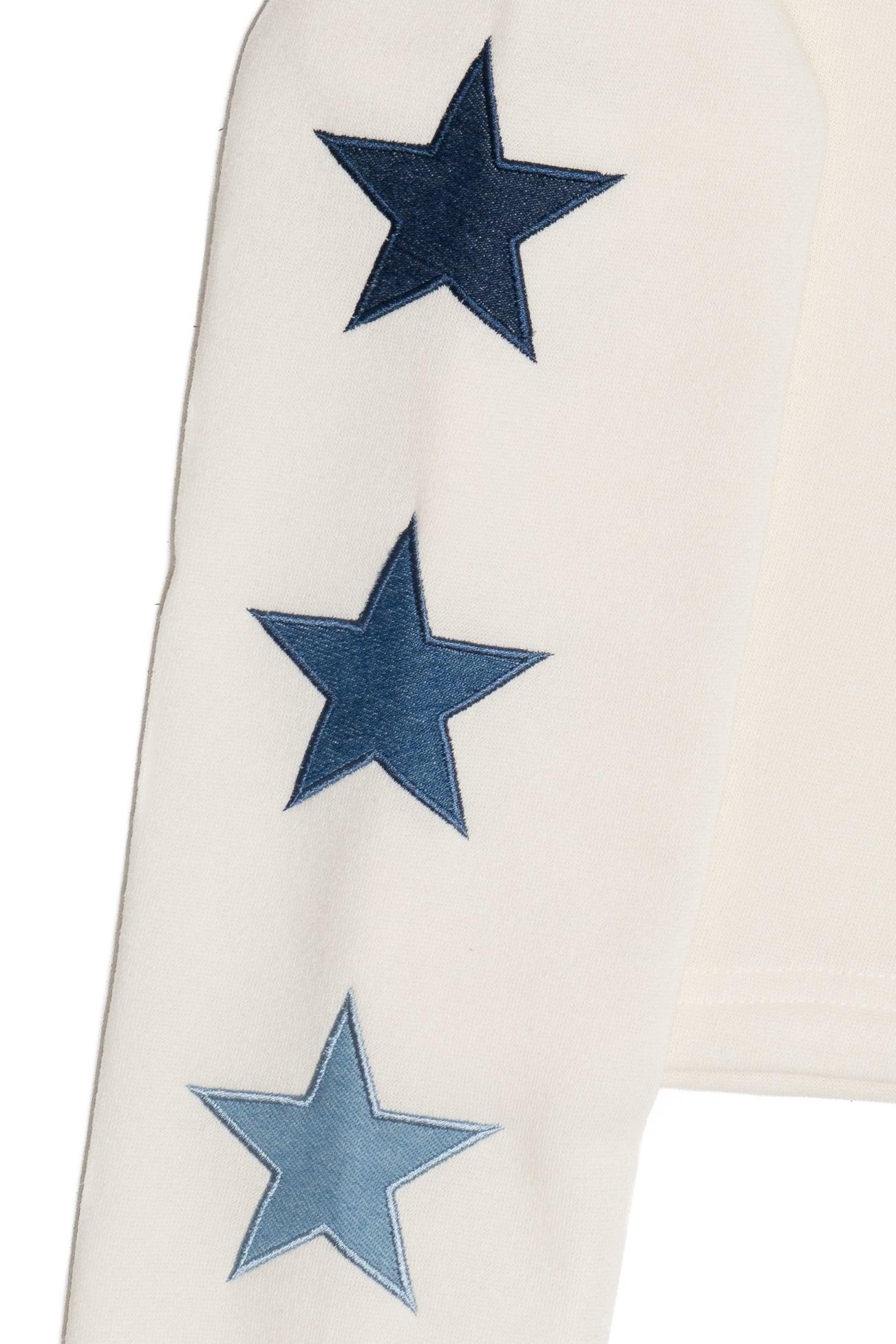 Denim Star Patches Cropped Sweatshirt Product Image