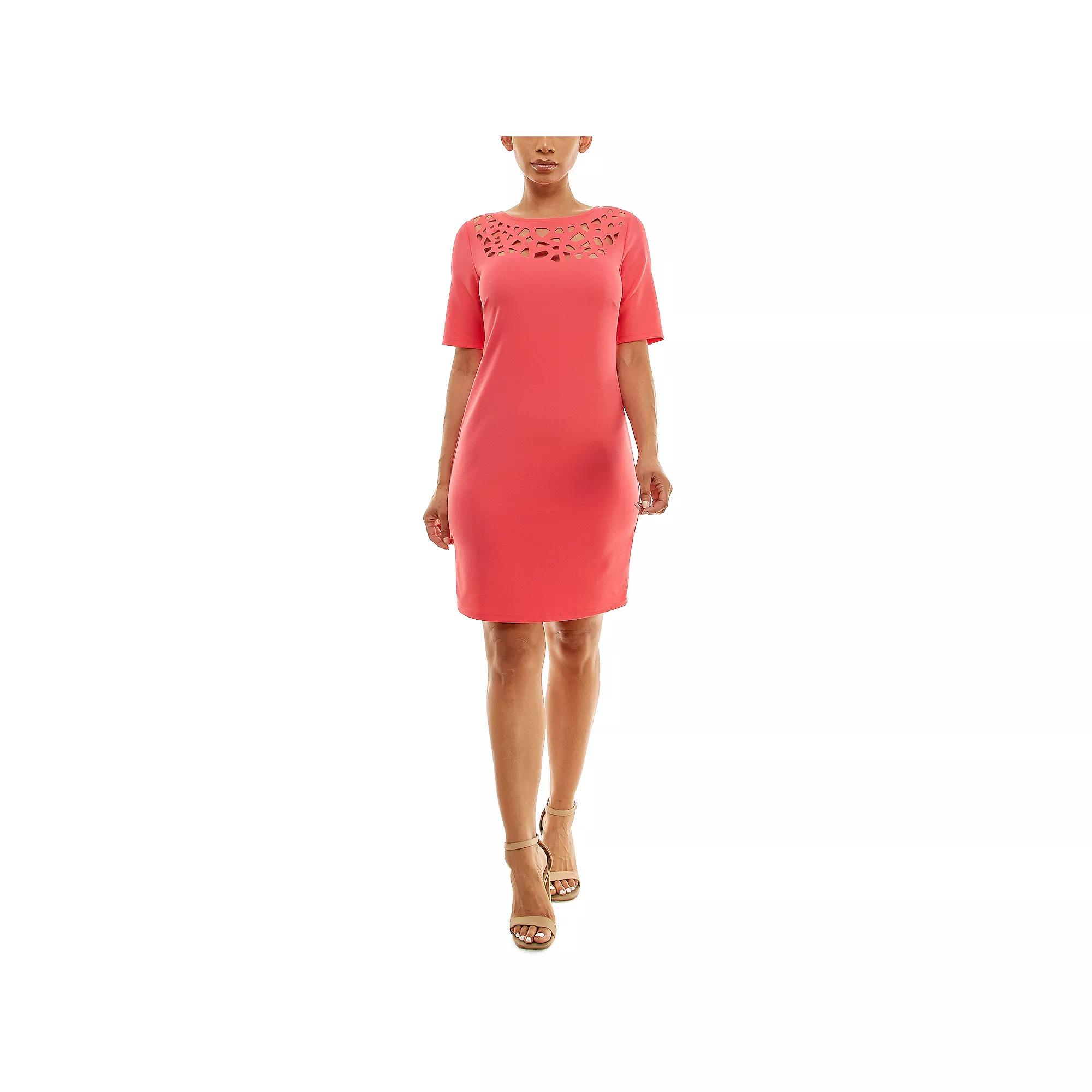 Women's Nina Leonard Laser Cutout Sheath Mini Dress,  Product Image