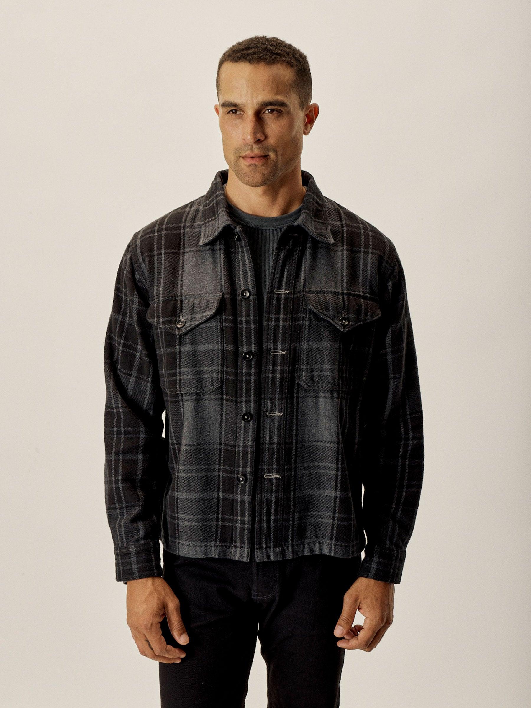 Charcoal / Black Plaid Blanket Flannel Field Jacket Product Image