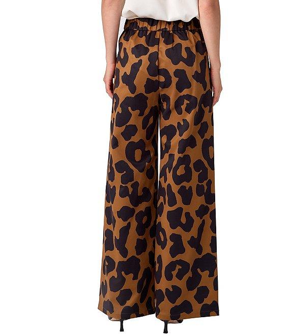CROSBY by Mollie Burch Cora Faille Leopard Print High Rise Flat Front Wide Leg Full Length Trouser Product Image