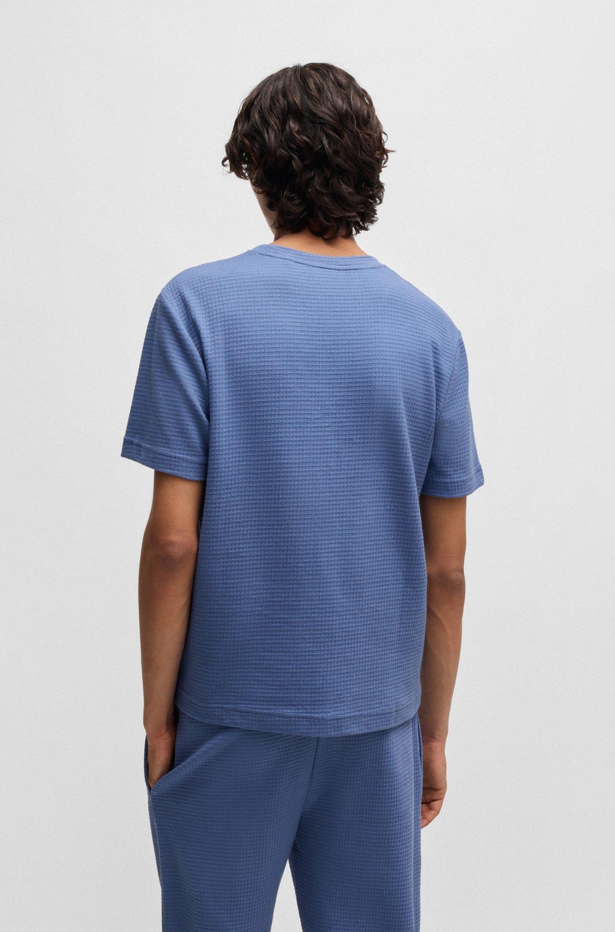 Waffle-structured pajama T-shirt with embroidered logo Product Image