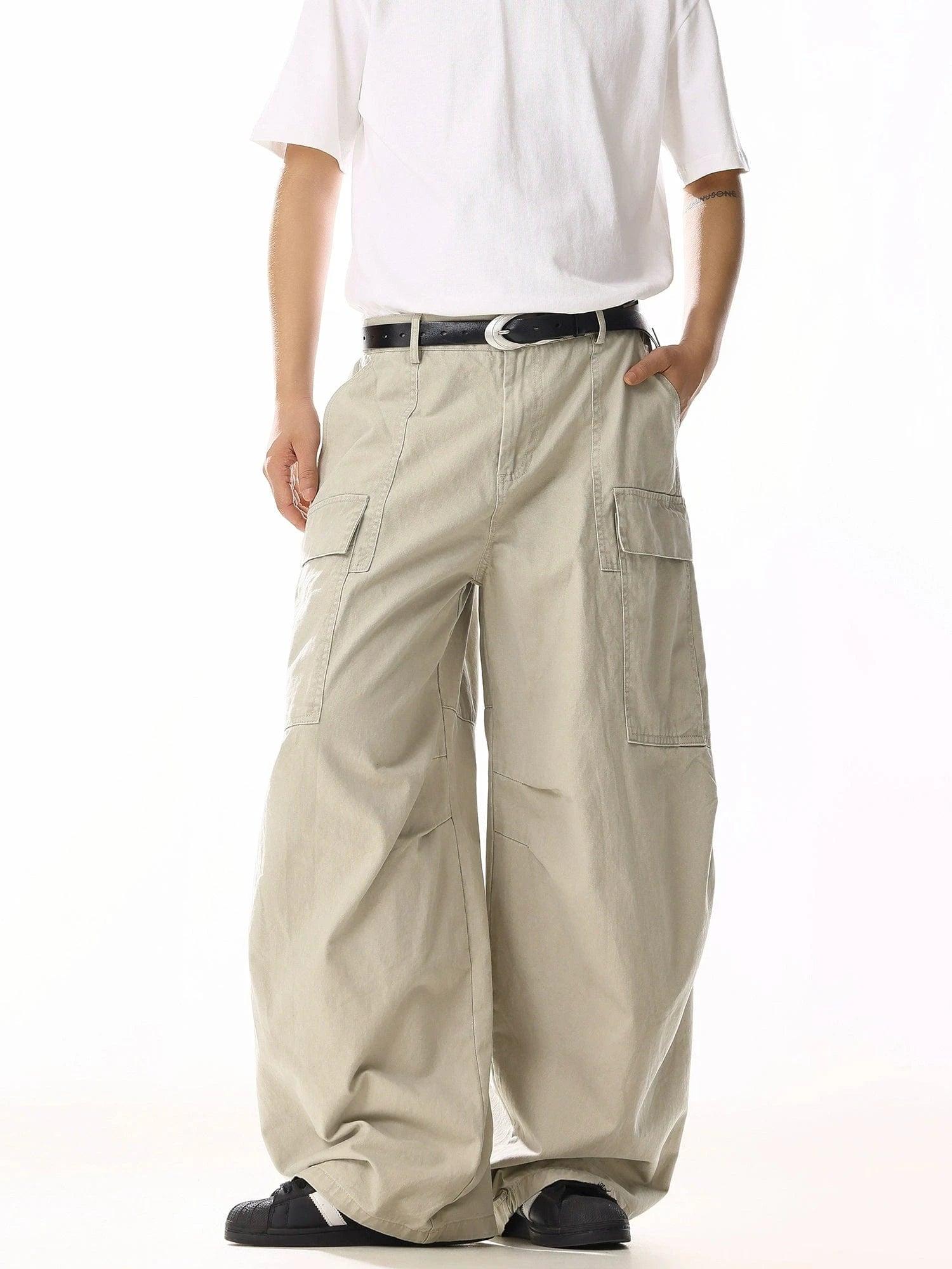 RT No. 19817 CREAM CARGO STRAIGHT PANTS Product Image