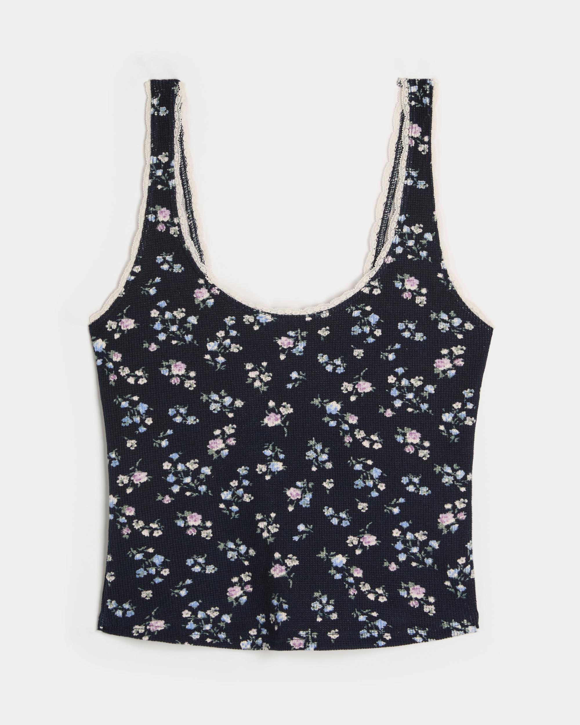 Gilly Hicks Cozy Waffle Lace Trim Tank Product Image