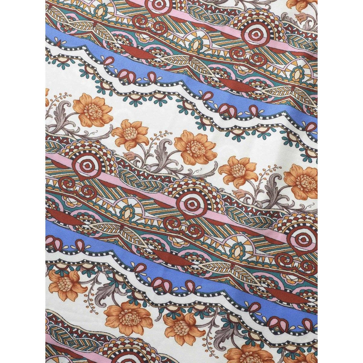 Plus Size Bandana Print Elastic Waist Gathered Sleeveless Dress Originalwhite Women Resort V-neck Sleeveless Curvy BloomChic 14-16/1X Product Image