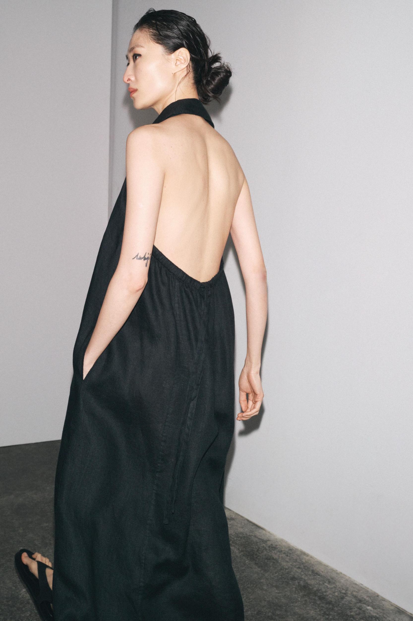 100% LINEN HALTER DRESS ZW COLLECTION Product Image