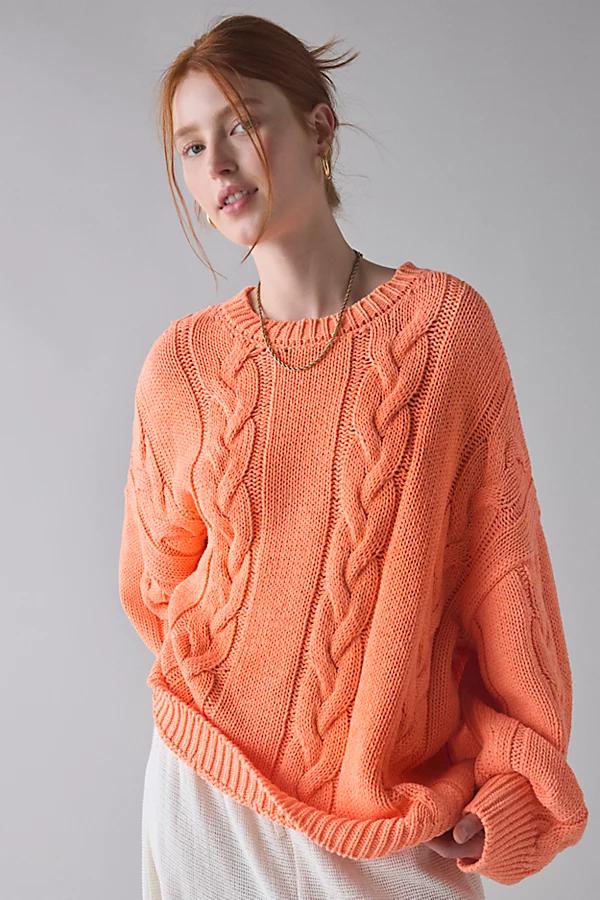 BDG Skylar Oversized Crew Neck Cable Knit Sweater Womens at Urban Outfitters Product Image