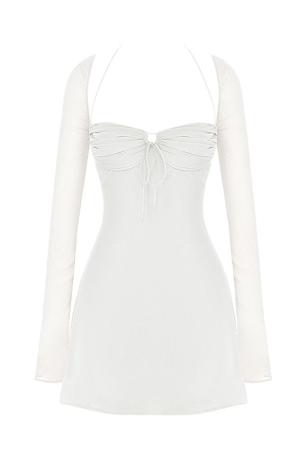 Babydoll  ivory chiffon halter mini dress Product Image