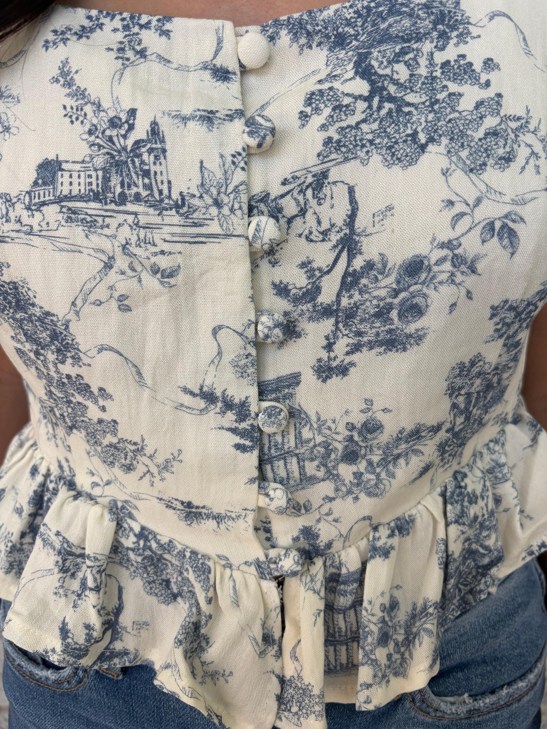 Ivory Garden Square Neck Crop Tank Product Image