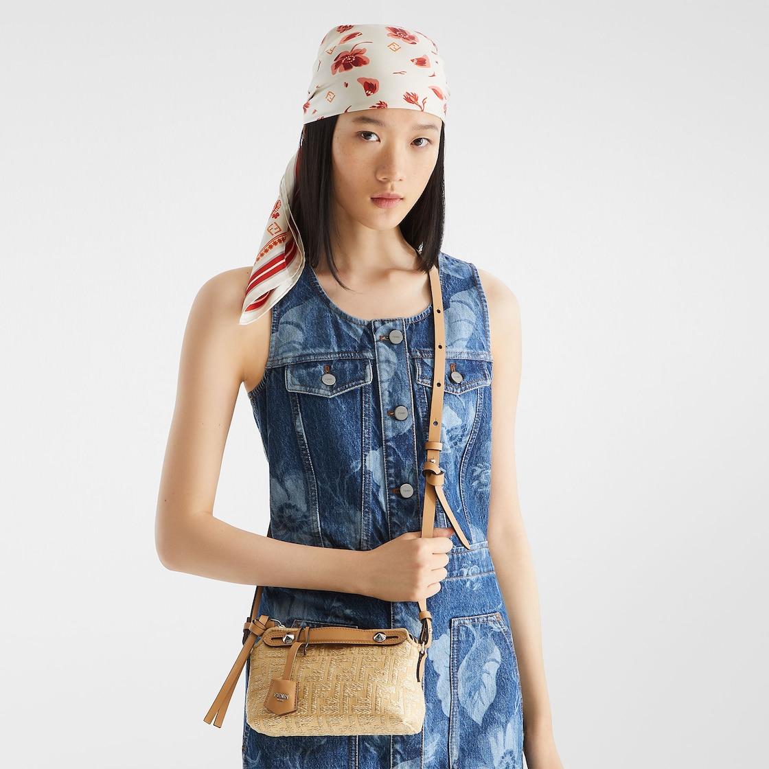 By The Way Soft MiniJacquard fabric mini-bag with raffia FF Product Image