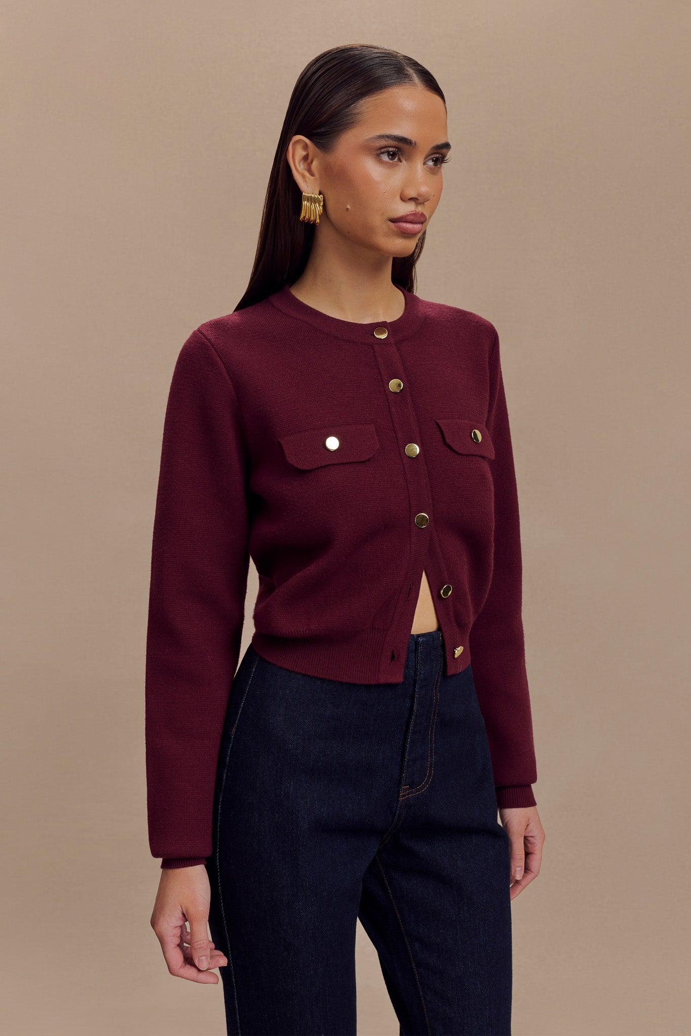 Tabitha Knit Cardigan - Merlot Product Image