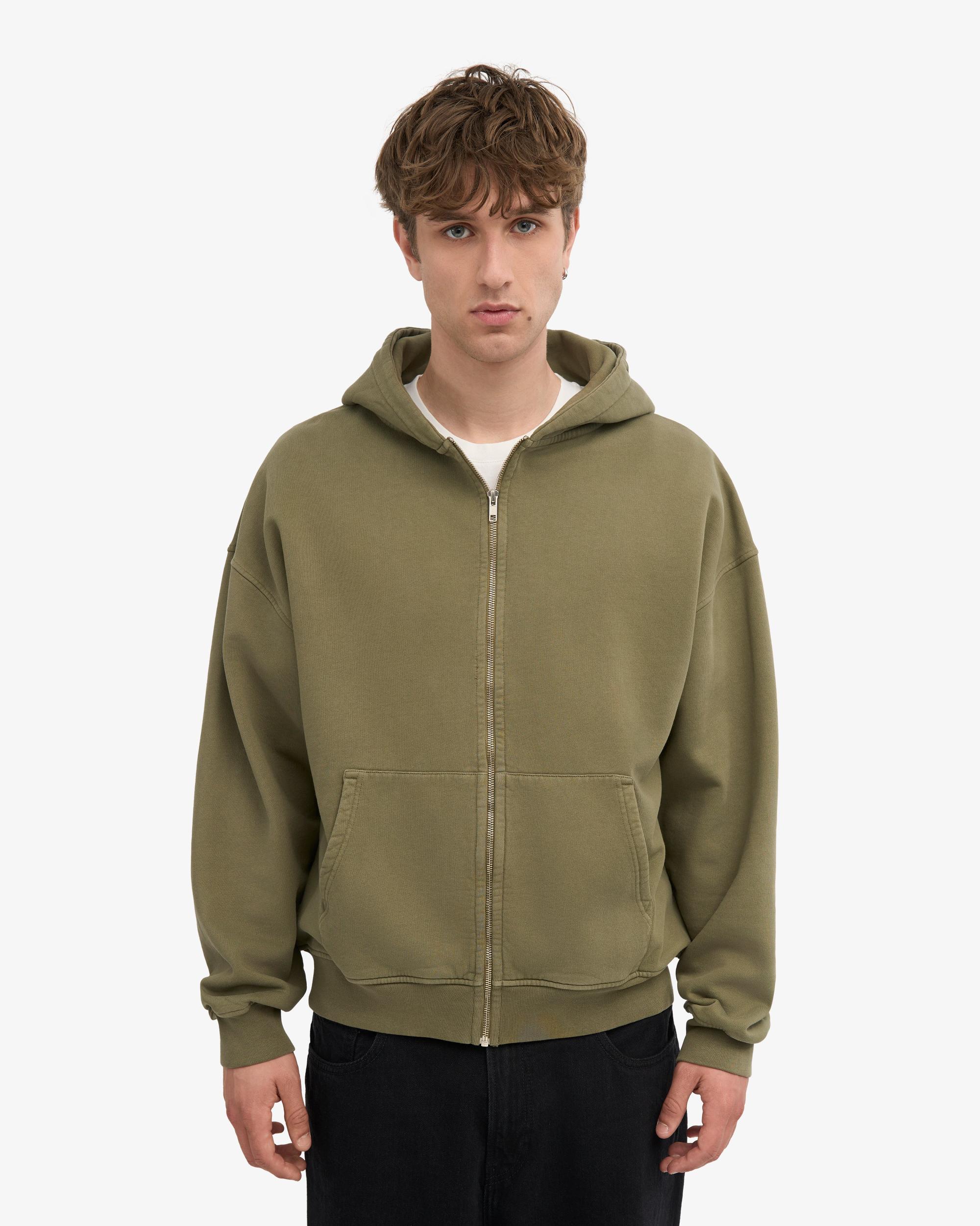 Organic Oversized Zip Hood - Dusty Olive Product Image