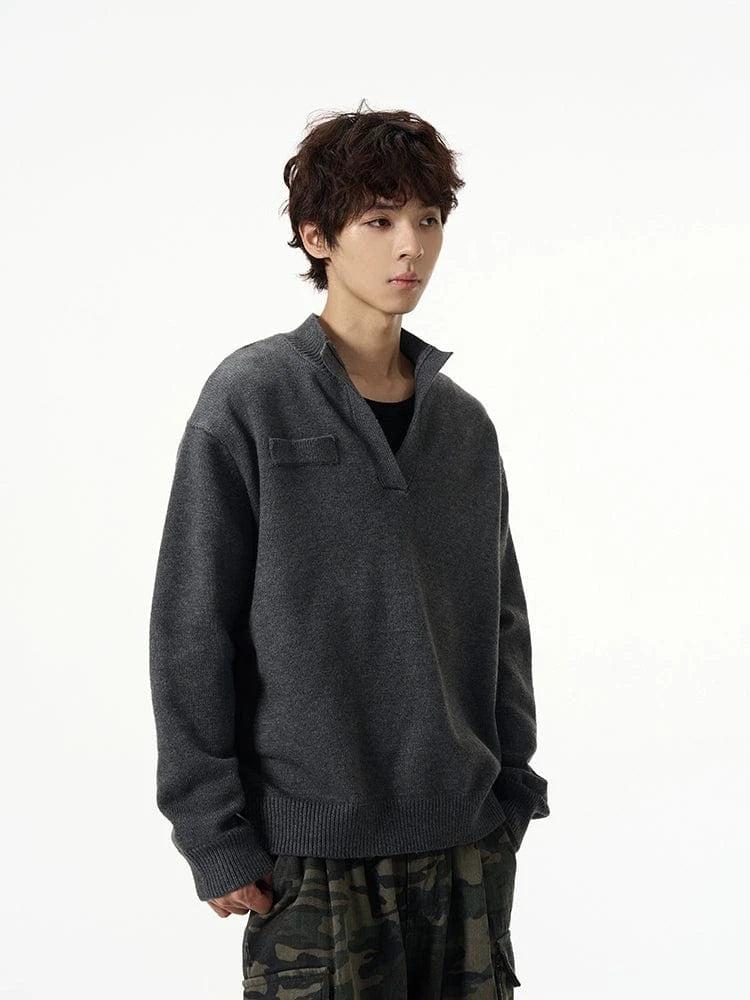 RT No. 18700 KNIT V-NECK COLLAR SWEATER Product Image