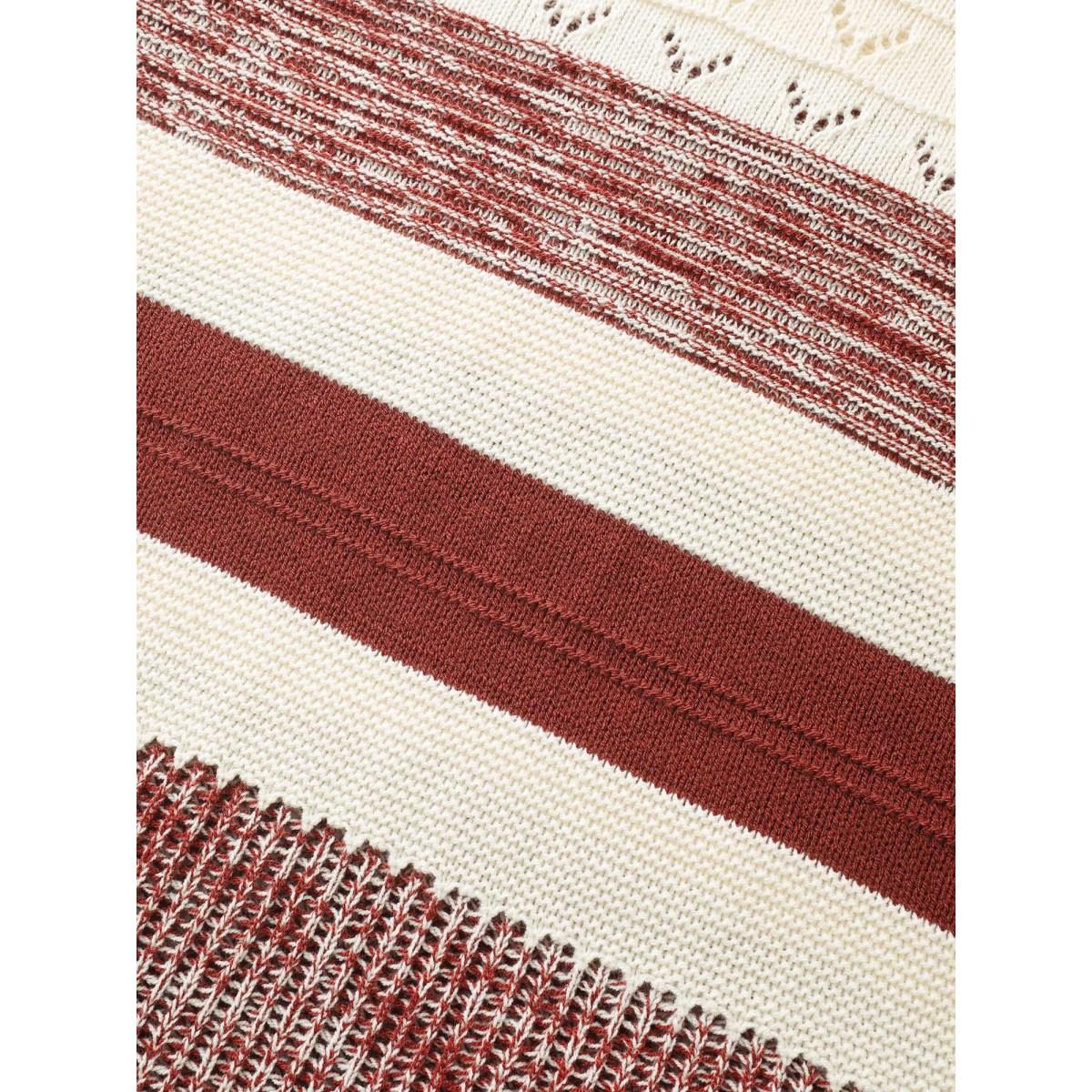 Plus Size Color Block Textured Cut-Out Sweatshirt Rust Women Leisure Loose Long Sleeve Round Neck Casual Pullovers BloomChic 28/5X Product Image