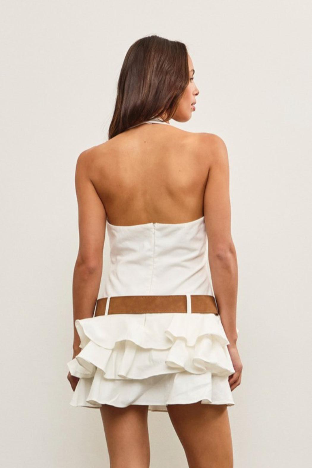 Belted Halter Neck Dress Product Image