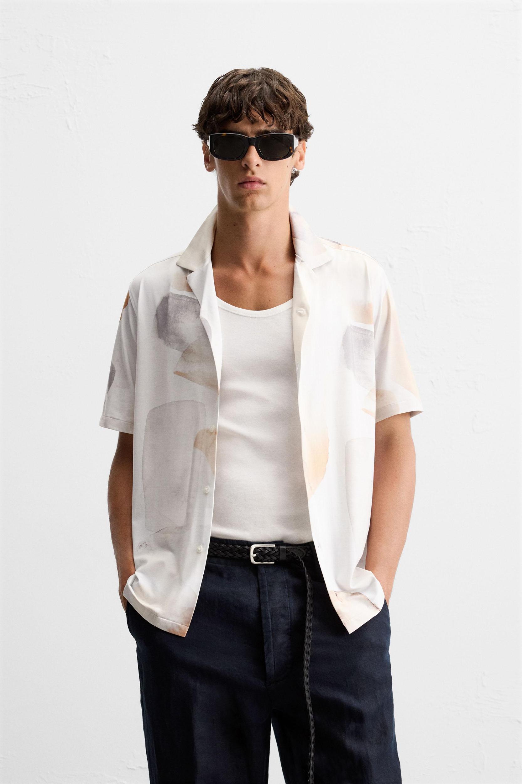 ABSTRACT PRINT STRETCH SHIRT Product Image