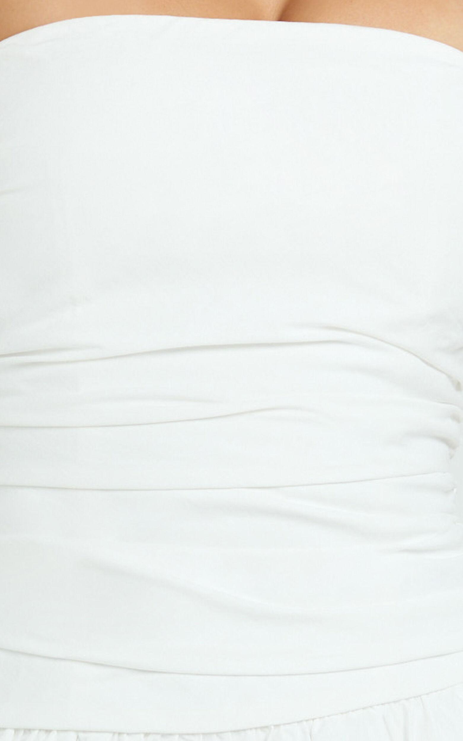 Donatella Mini Dress - Strapless Drop Waist Dress in White Product Image