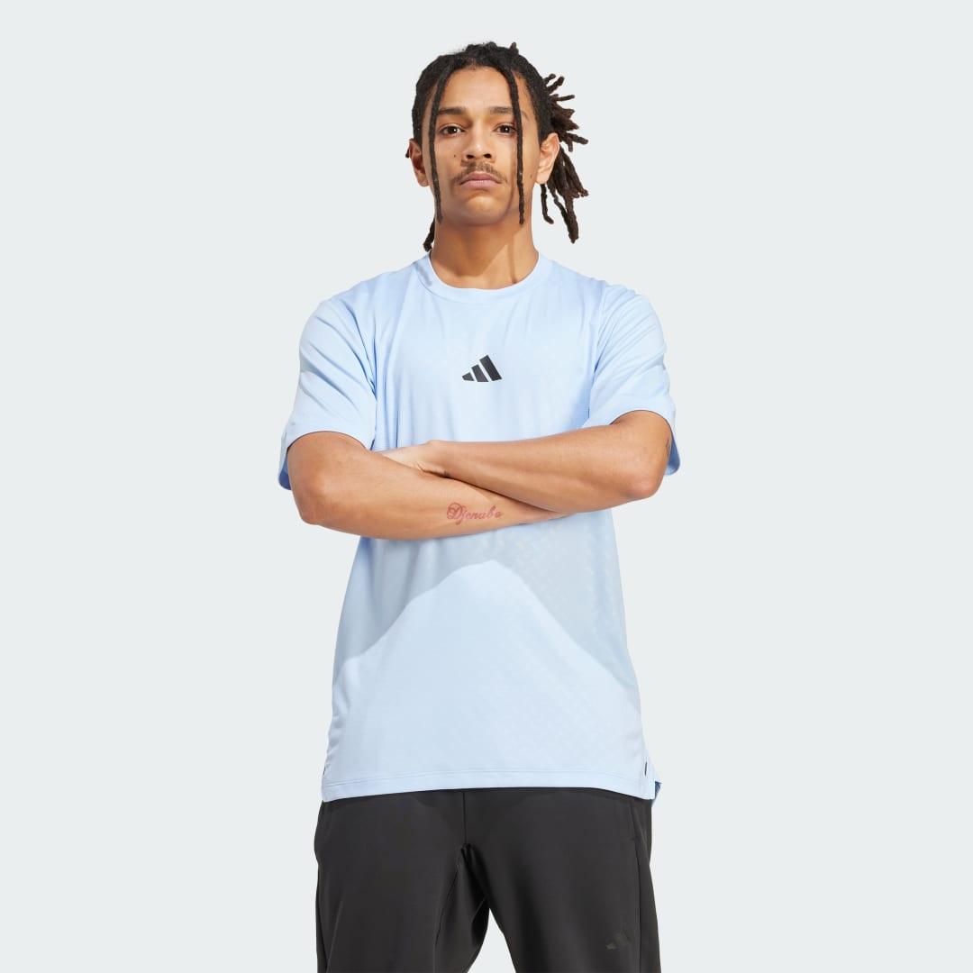 adidas Power 3-Stripes Tee Glow Blue XL Mens Product Image